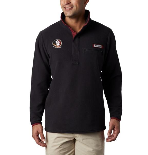 Columbia Mens Fleece Jacket Sale UK - Collegiate PFG Jackets Black UK-584775